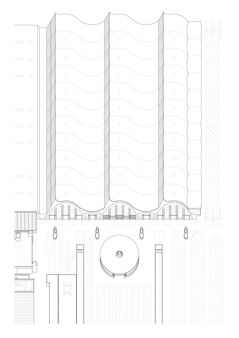 carmody groarke designs circular aluminum pavilion for temporary theater in hamburg