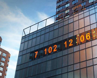 artists turn famed new york city timepiece into a countdown clock to climate disaster