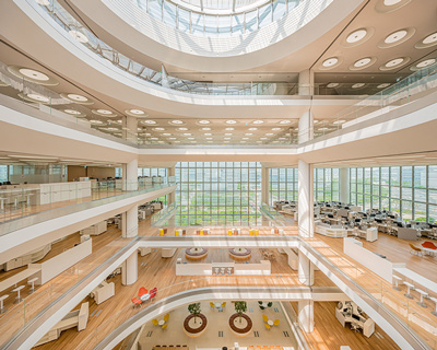 foster + partners organizes hankook's headquarters around expansive atrium