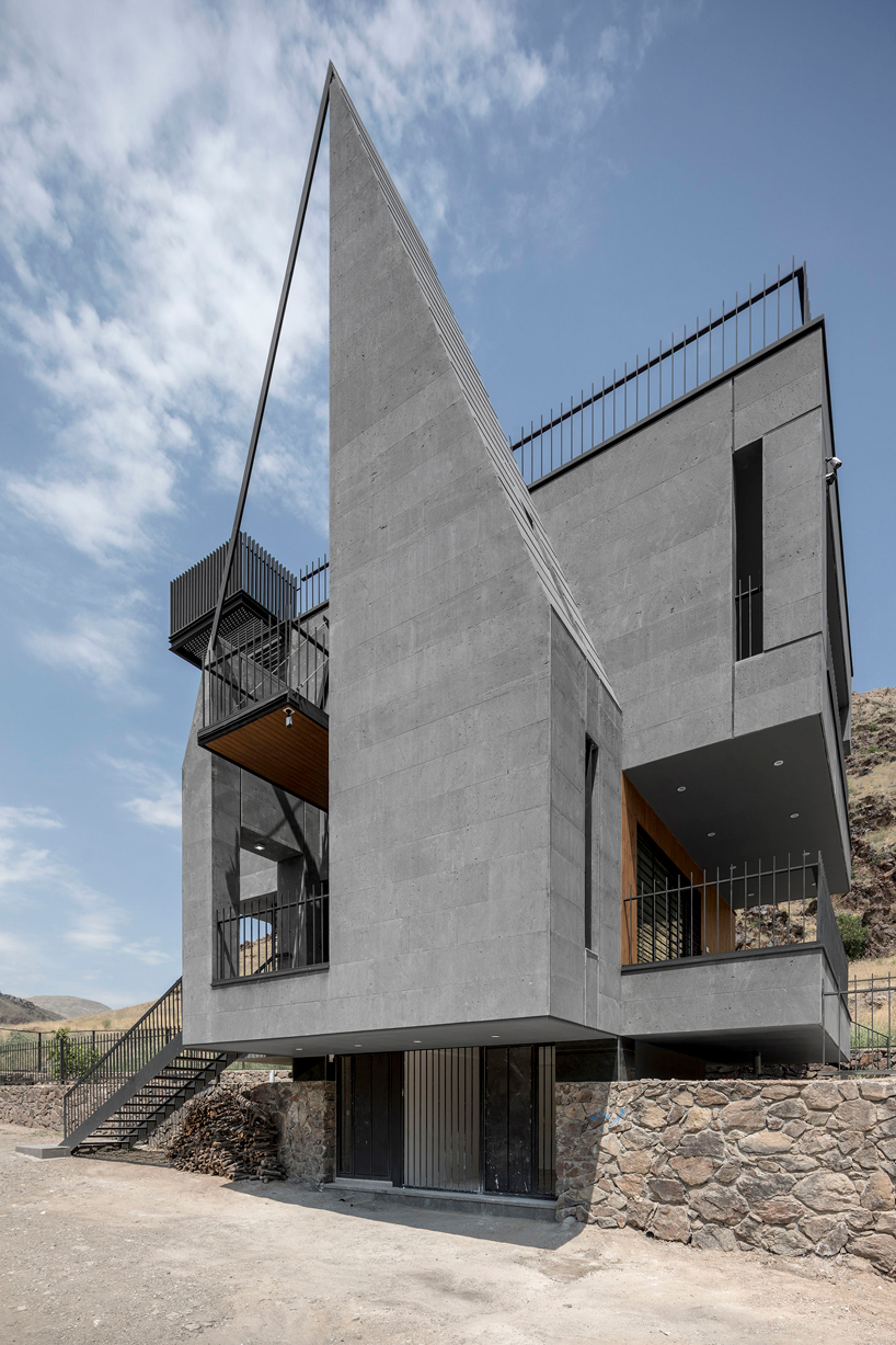 triangular element on the exterior of the building