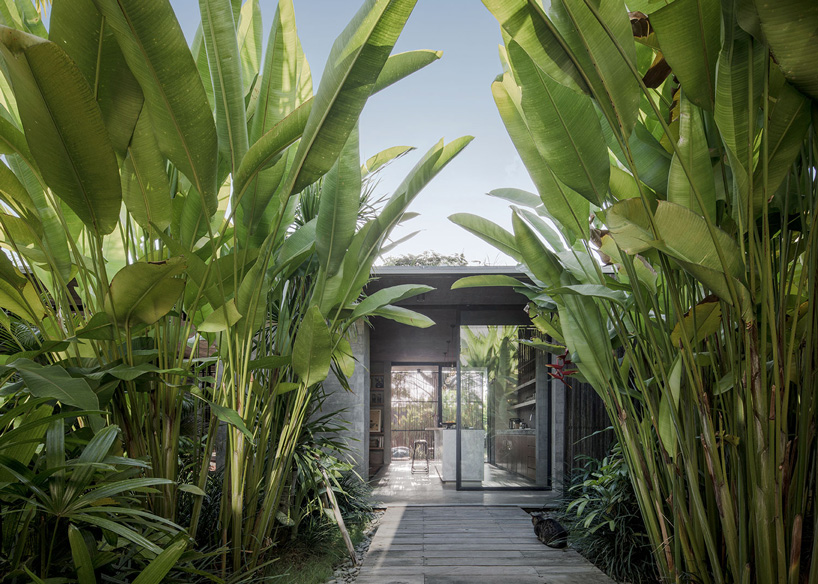 caceres + tous sets exposed concrete 'house BK' amid bali's lush natural landscape