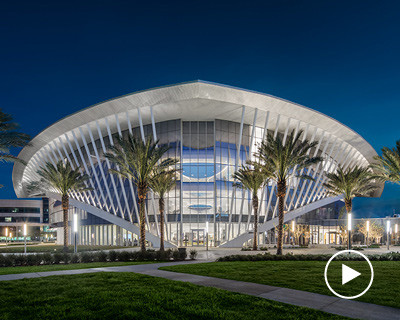 university building in florida by ikon.5 architects conveys movement, flight + aerodynamics