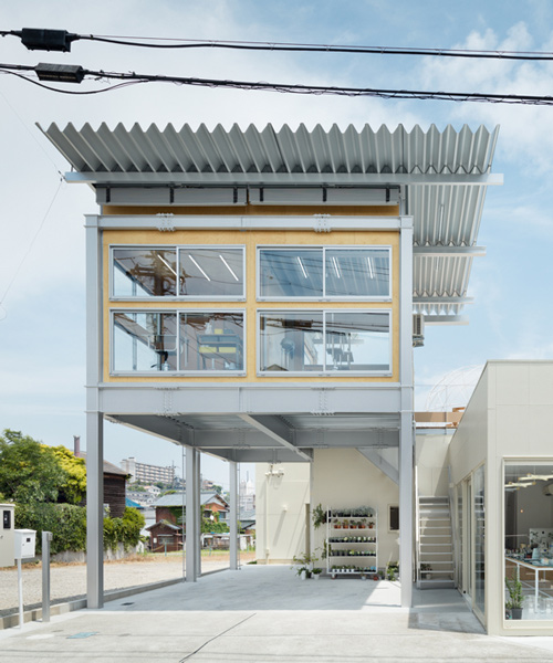 keisuke hatakenaka extends dog grooming salon in japan with elevated steel structure