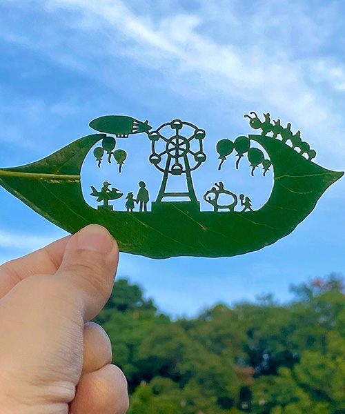 lito leaf art, the japanese artist that carves tree leaves to create magnificent scenes