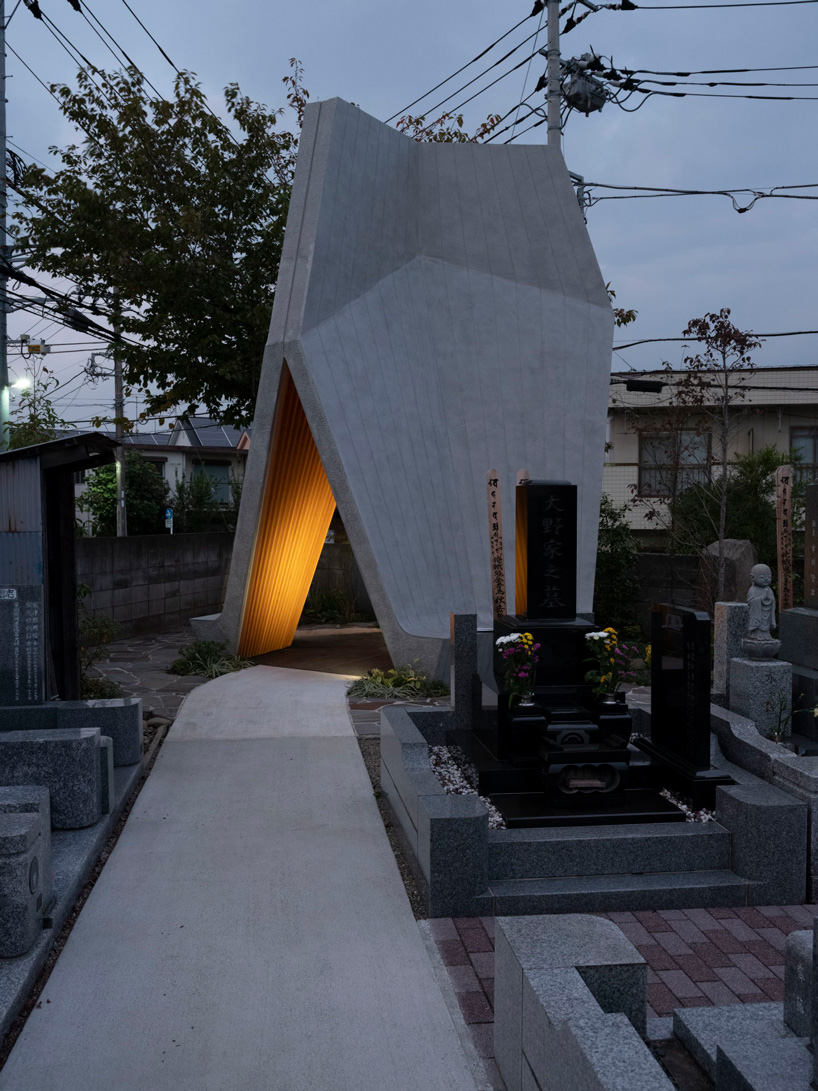 love architecture adds concrete + wood hall for tree burials to new cemetery in japan