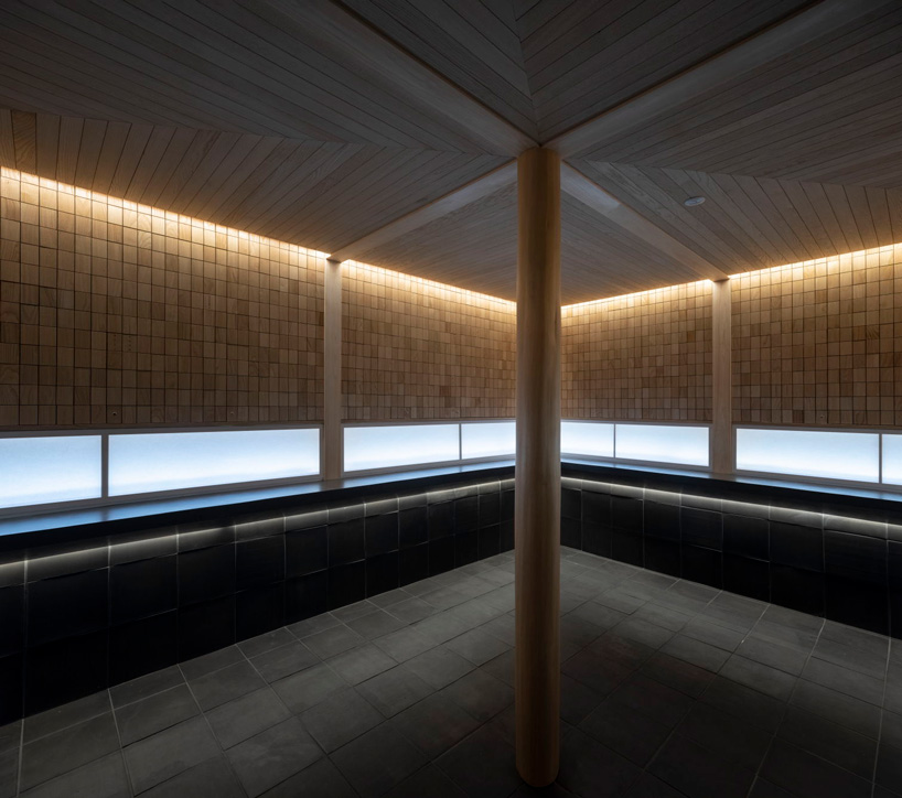 love architecture adds concrete + wood hall for tree burials to new cemetery in japan