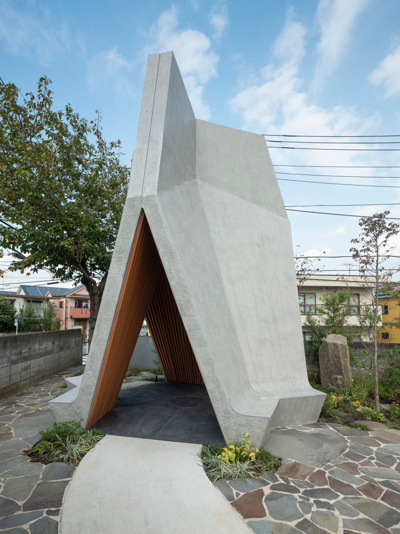 love architecture adds concrete + wood hall for tree burials to new cemetery in japan