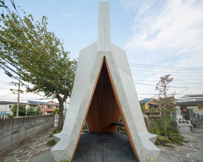 love architecture adds concrete + wood hall for tree burials to new cemetery in japan