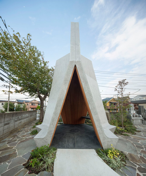 love architecture adds concrete + wood hall for tree burials to new cemetery in japan