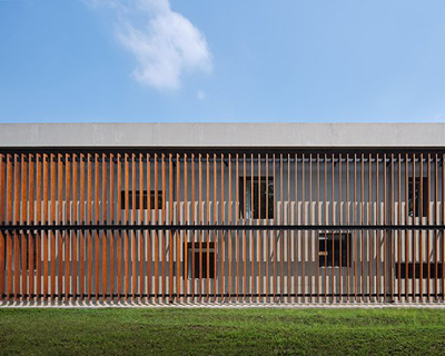bamboo louvers clad this factory turned gallery by mitsuhiro shoji in zhejiang, china