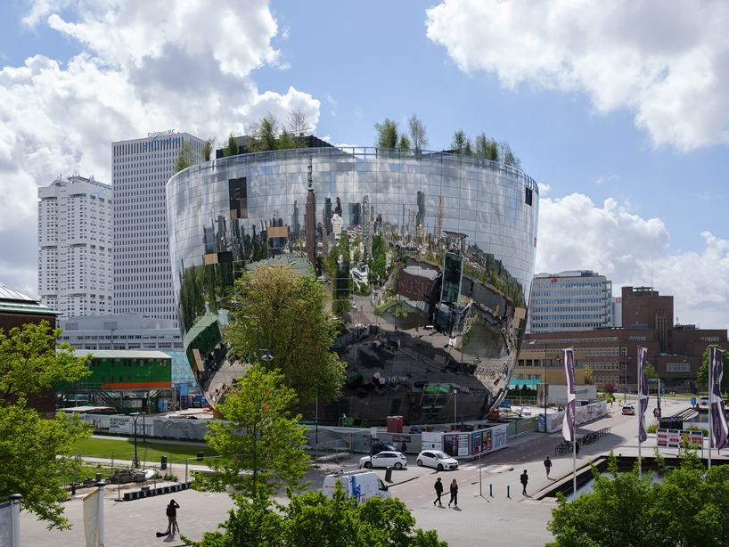 MVRDV completes mirrored public art depot with rooftop garden in rotterdam