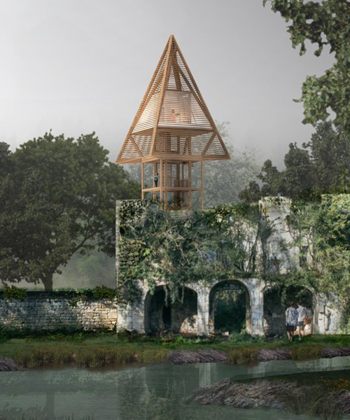 NRAV architects' treehouse proposal reclaims the ruins of a french castle