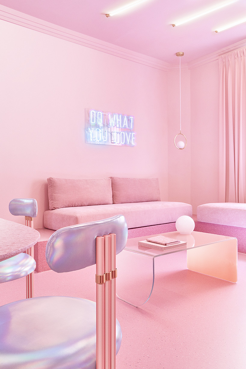 12 shades of pink make up the 'minimal fantasy' apartment in madrid by  patricia bustos
