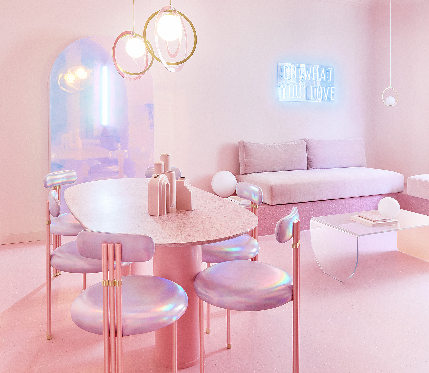 12 shades of pink make up the 'minimal fantasy' apartment in madrid by  patricia bustos