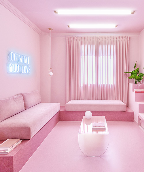 12 shades of pink make up the 'minimal fantasy' apartment in madrid by patricia bustos