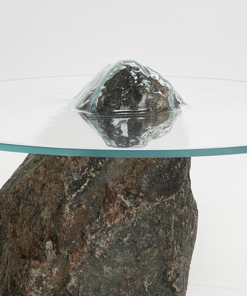 paul cocksedge gives fluidity to glass with 'SLUMP' tables at carpenters workshop gallery