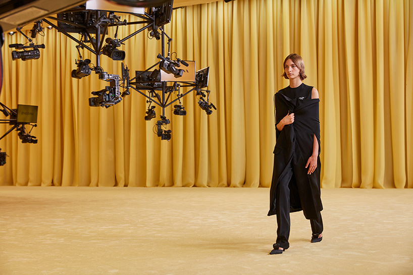 OMA/AMO designs yellow, intimate and tactile space for prada's SS21 virtual show