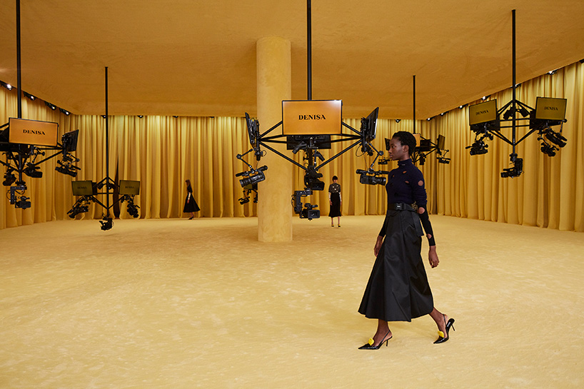 OMA/AMO designs yellow, intimate and tactile space for prada's SS21 virtual show
