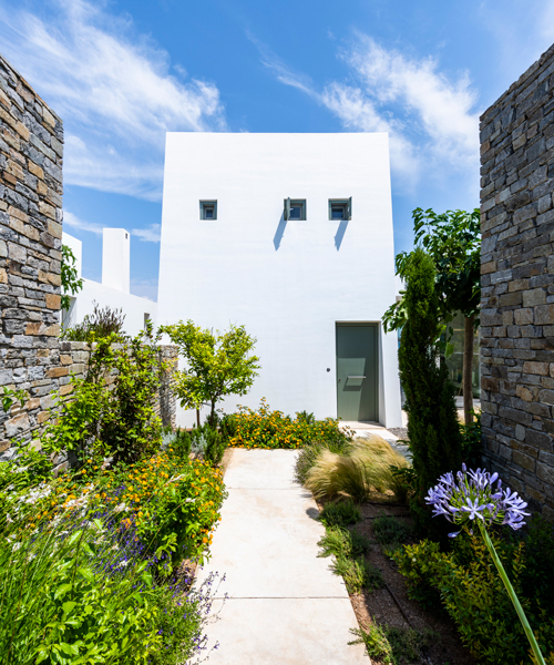 meandering paths wind through two coastal houses by react architects in paros, greece