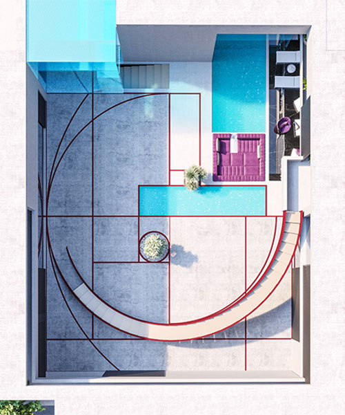 residential proposal in japan generates central courtyard based on fibonacci's golden spiral