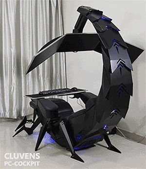 this giant scorpion gaming chair is a zero-gravity computer workstation that cocoons you