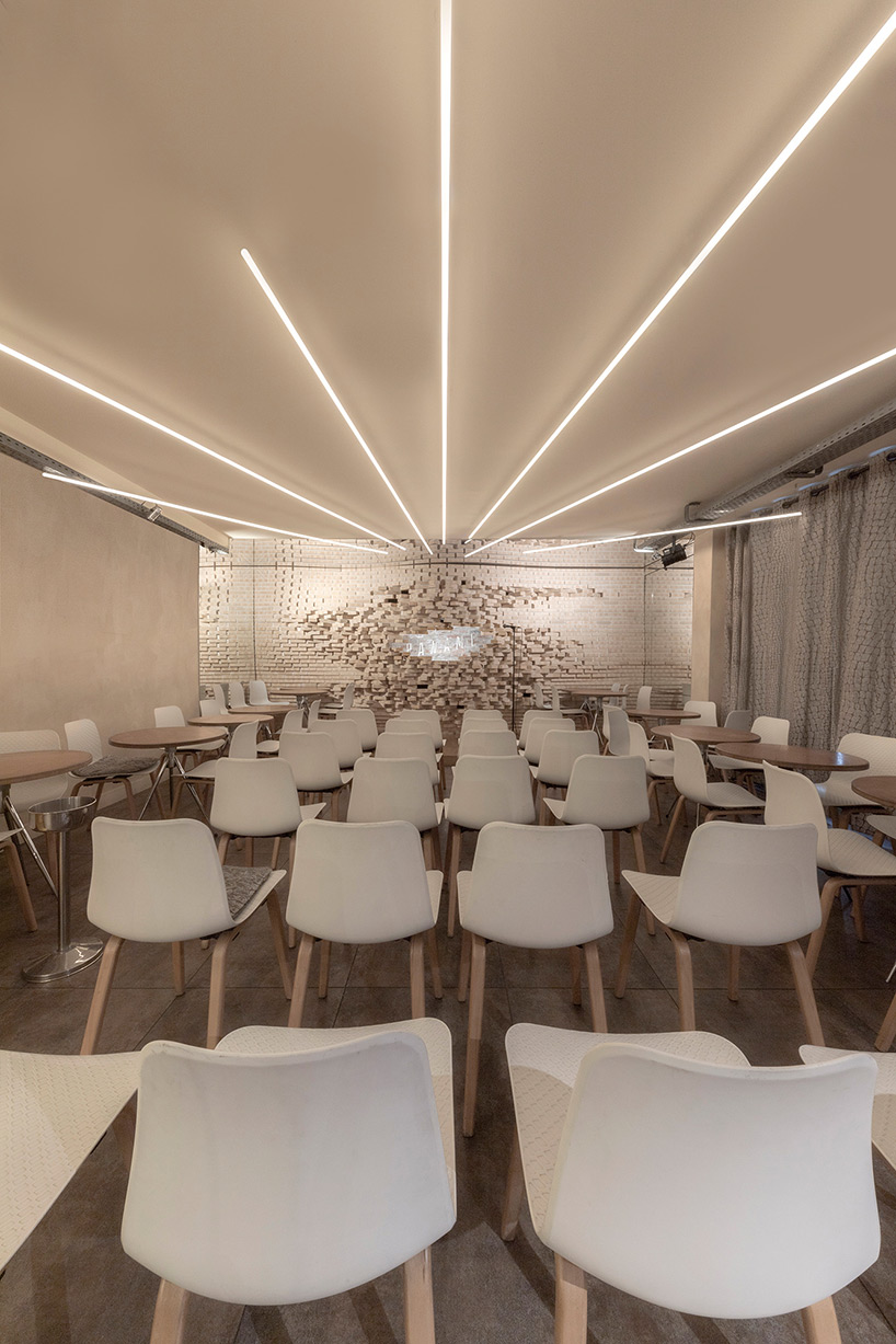 malka architecture 'explodes' brick backdrop to le paname comedy club in paris