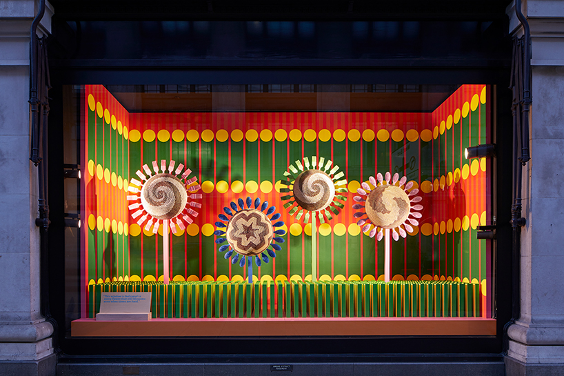 yinka ilori crafts vibrant vitrines for selfridges from entirely sustainably-sourced elements