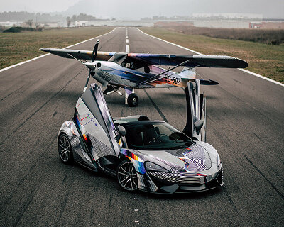felipe pantone's art car the stranger meets INTR3PID aircraft