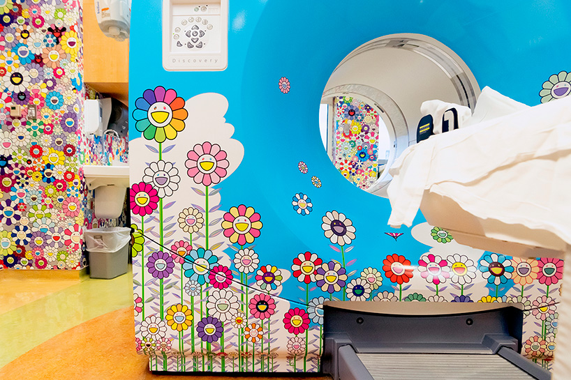 takashi murakami wraps a CT/PET scan suite at children’s hospital with signature flowers