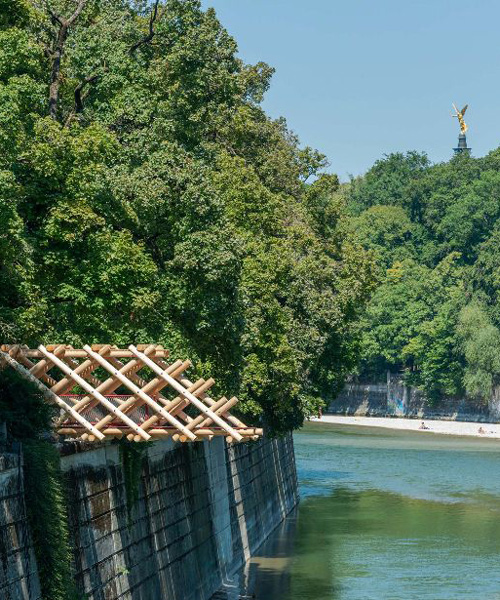 atelier bow-wow cantilevers 'bridge sprout' over the isar river in munich