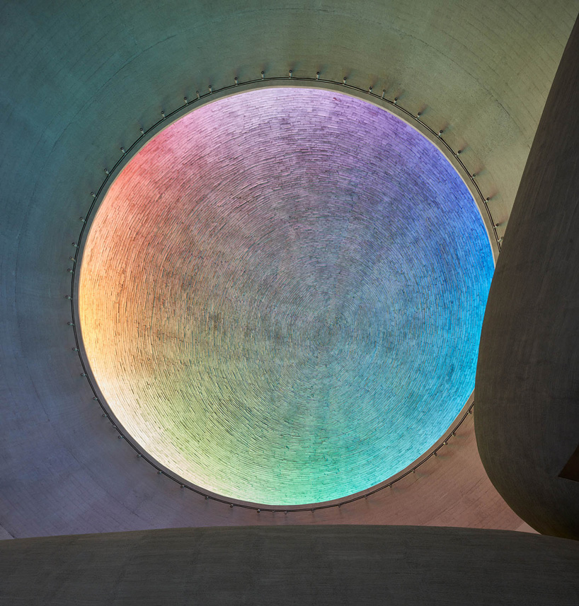 panoramic rainbow window tops atelier štepán's circular church in the czech republic