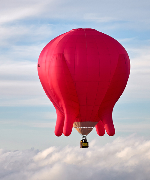 barbara anna husar releases her 'flying udder' hot air balloon over vienna