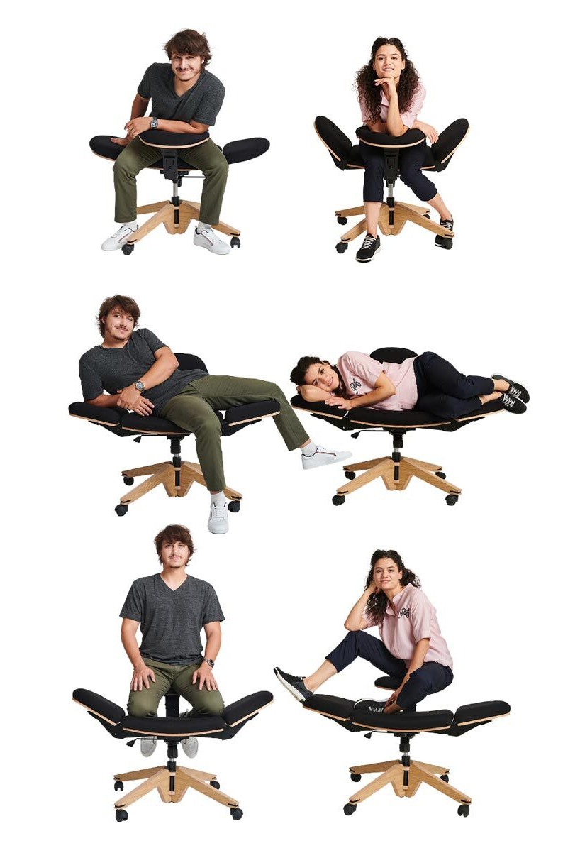 beyou is a transforming chair with over 10 different ways to sit