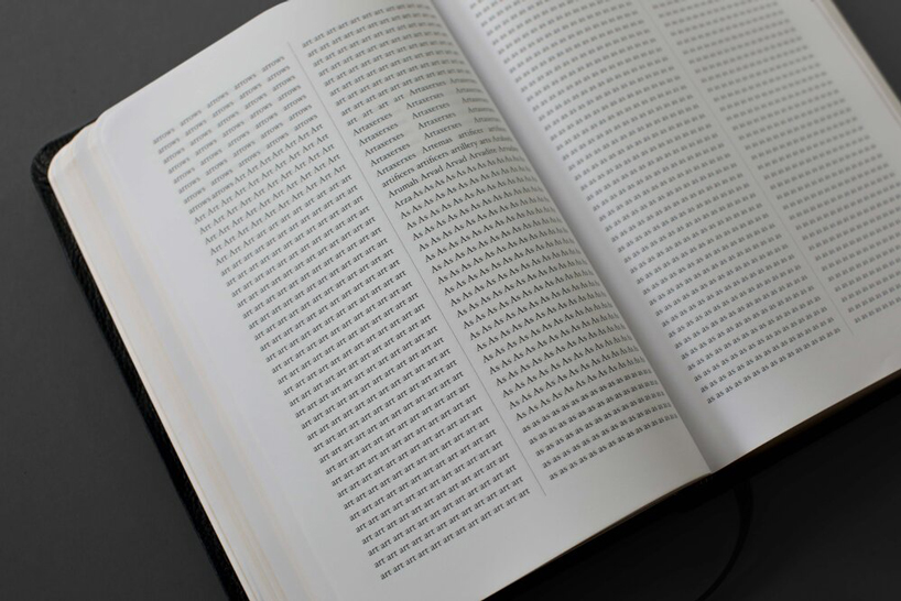 sideline collective has rearranged the entire bible into alphabetical order designboom