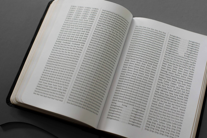 sideline collective has rearranged the entire bible into alphabetical order designboom