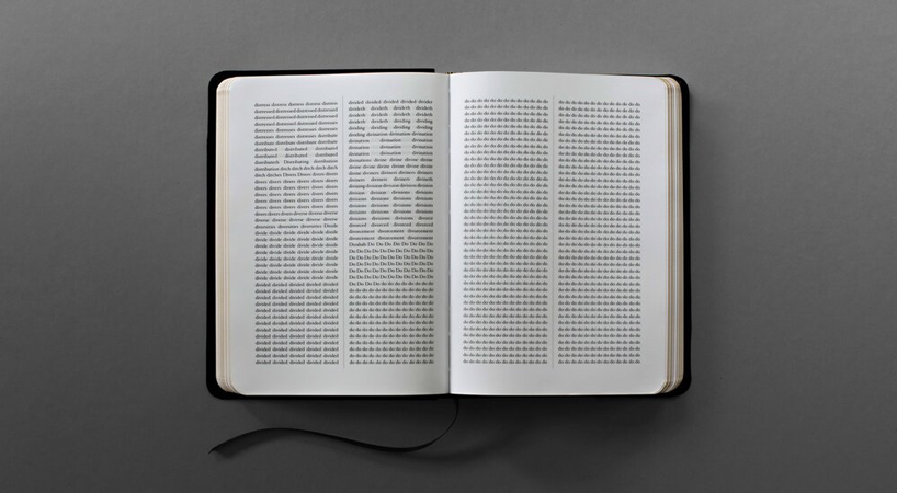 sideline collective has rearranged the entire bible into alphabetical order designboom