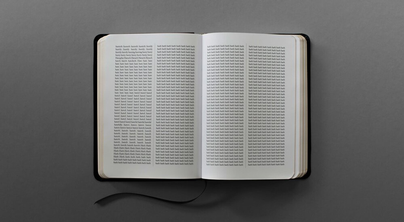 sideline collective has rearranged the entire bible into alphabetical order designboom
