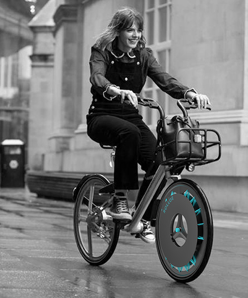 ROLLOE is a bicycle wheel that uses movement to actively purify air via washable filters