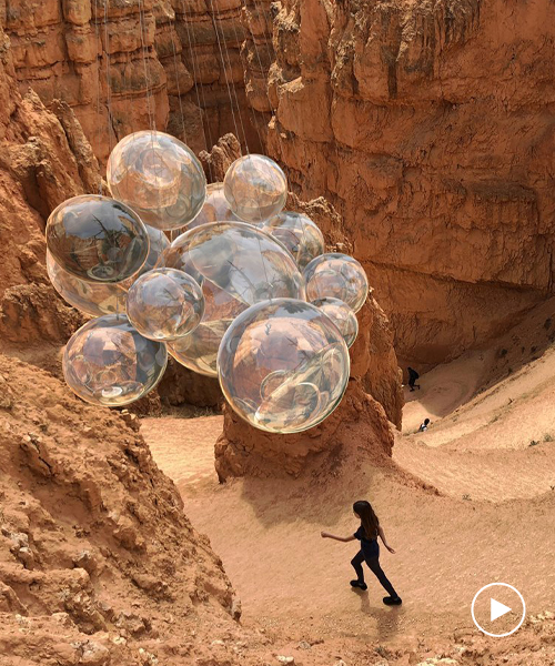 vincent leroy's 'bubble canyon' concept floats between the cliffs of bryce canyon