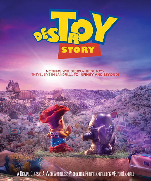 parody disney posters highlight the environmental damage of disposable plastic toys