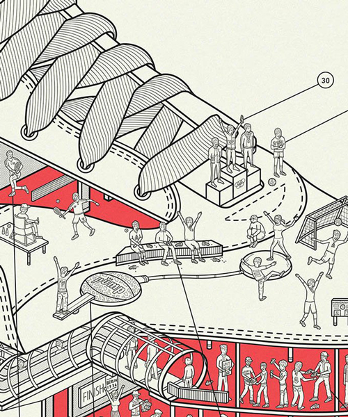 this cutaway print of NIKE's iconic air max 1 reveals the history of the modern sneaker