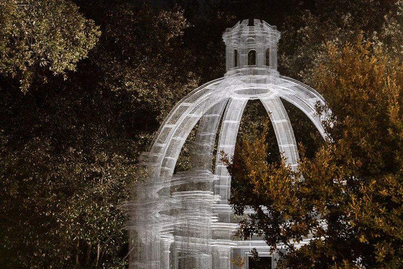 detail of the cupola in edoardo tresoldi's wire mesh 'etherea' installation in rome