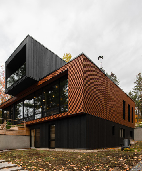 figurr architects collective stacks five prefab custom modules for house in québec, canada