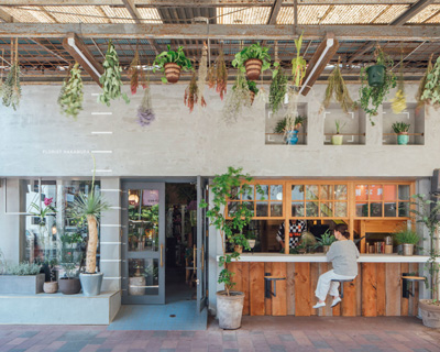 fathom completes the concrete façade of this japanese flower shop with an open counter