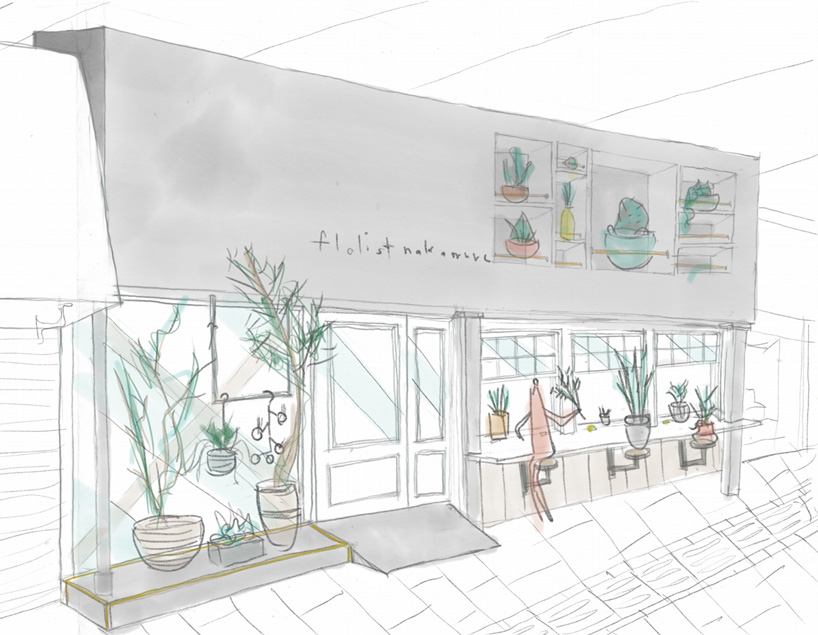 fathom completes the concrete façade of this japanese flower shop with an open counter