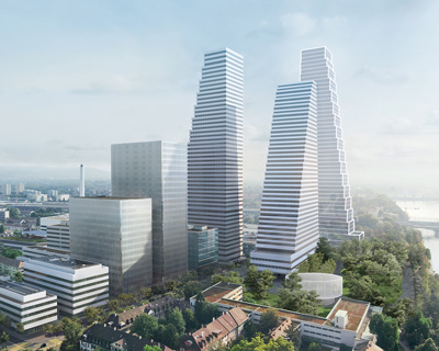 herzog & de meuron plans trio of stepped towers for roche's revised basel HQ
