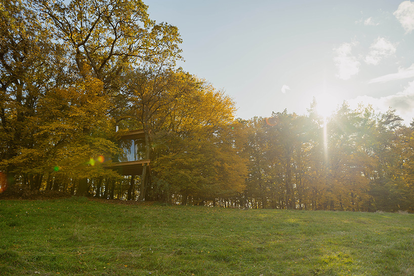this treehouse by jan tyrpekl features a 360-degree view of prague's nature