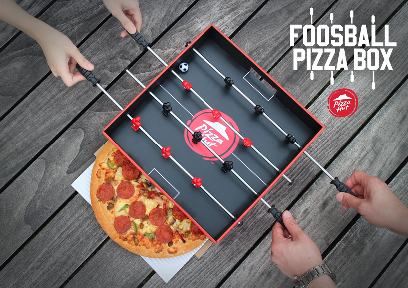 Pizza Hut Ogilvy Unveil A Pizza Box With A Foosball Table In The Lid