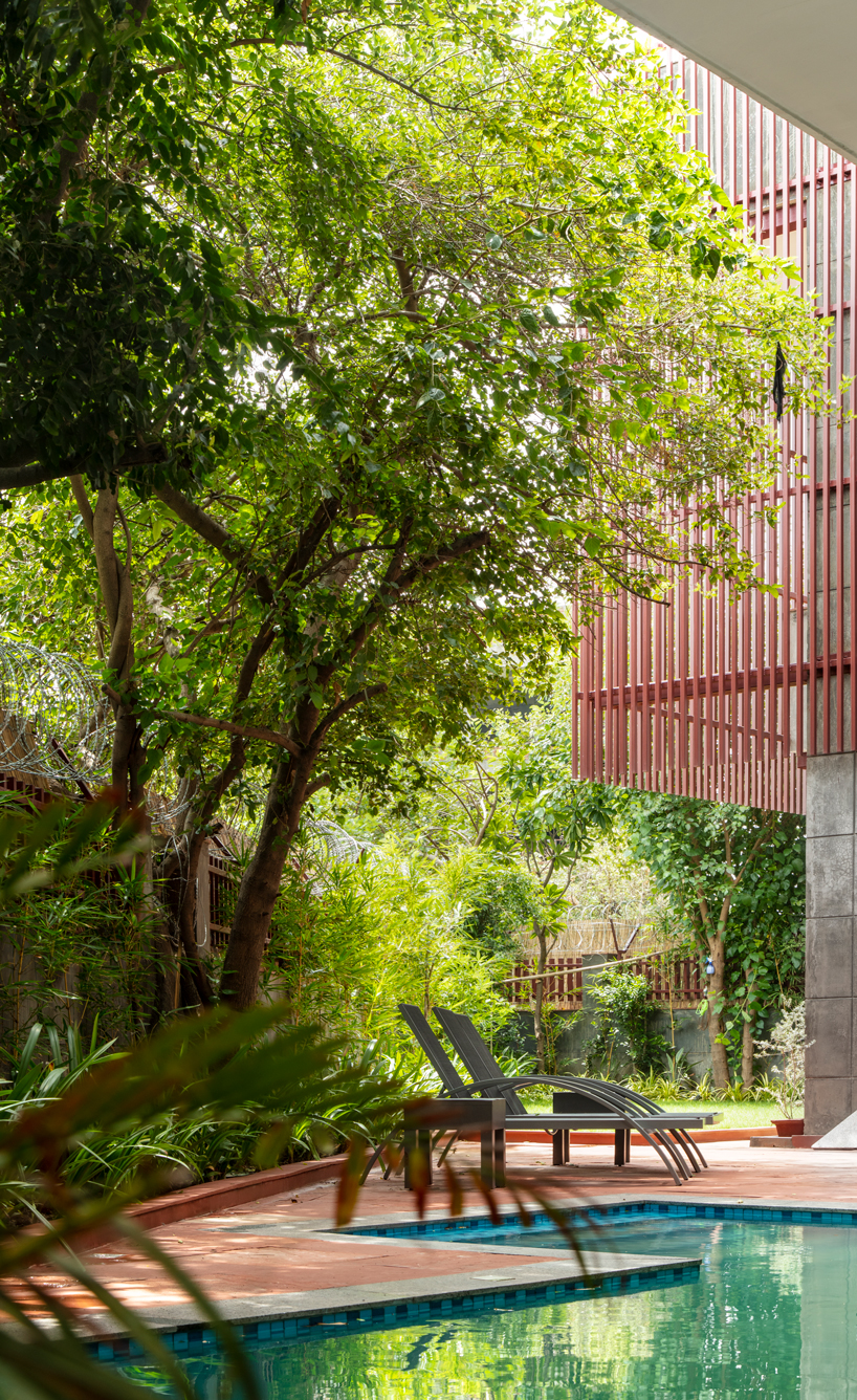 greenery weaves around the 'house with 49 trees' by RENESA in new delhi