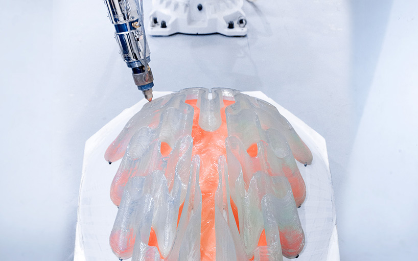 'rise' chair by zaha hadid architects for nagami is 3D printed from biodegradable material